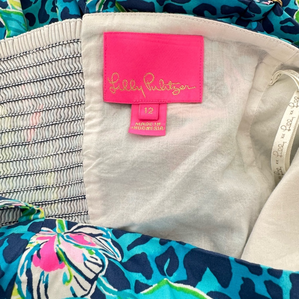 🦄Lilly Pulitzer Sz 12 Allison Dress Formentera Cheetah Turquoise Hot on the Spot - Picture 12 of 13
